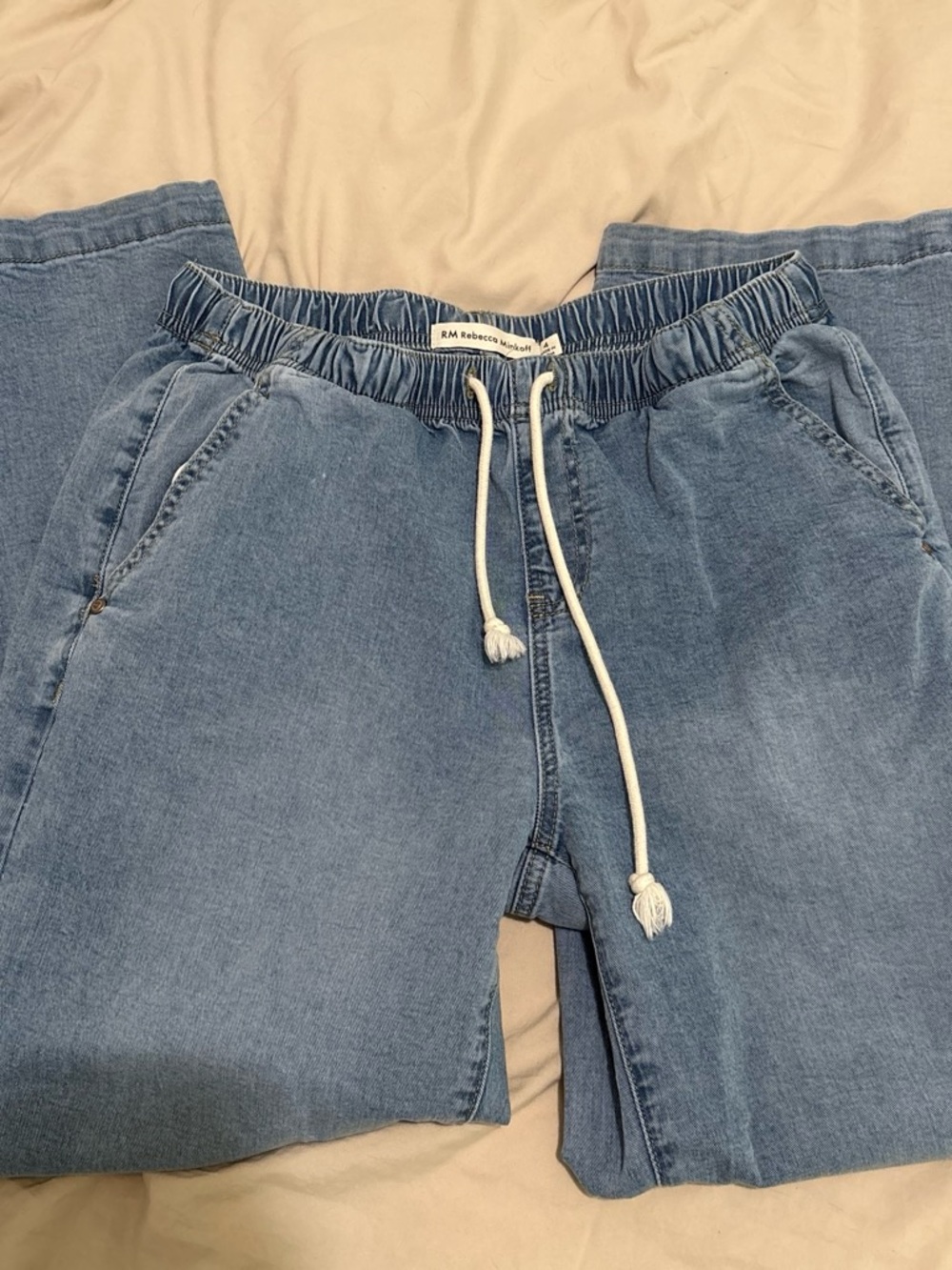 Rebecca Minkoff Light Blue Drawstring Denim Pants - Picture 6 of 6